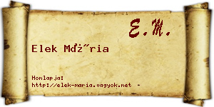 Elek Mária névjegykártya