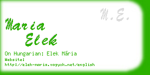 maria elek business card